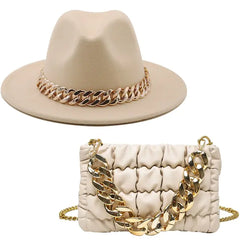 Women Fedora Hats with Gold Chain