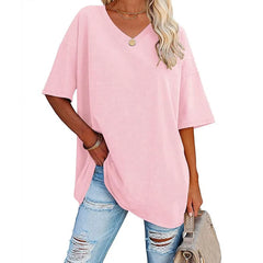 Women's Loose Short-sleeved V-neck shirt