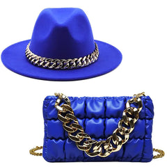 Women Fedora Hats with Gold Chain