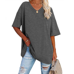 Women's Loose Short-sleeved V-neck shirt