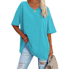 Women's Loose Short-sleeved V-neck shirt