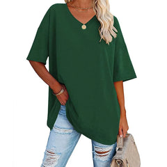 Women's Loose Short-sleeved V-neck shirt