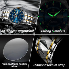 POEDAGAR Luxury Quartz Waterproof Date Week Luminous Men's Watch