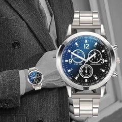 Men Luxury Band Round Fashion Blu-ray Roman Watch