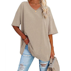 Women's Loose Short-sleeved V-neck shirt