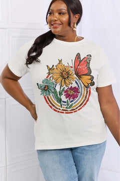 Simply Love Simply Love Full Size Flower & Butterfly Graphic Cotton Tee