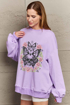 Simply Love Simply Love Full Size Skull Butterfly Graphic Sweatshirt