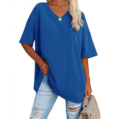 Women's Loose Short-sleeved V-neck shirt