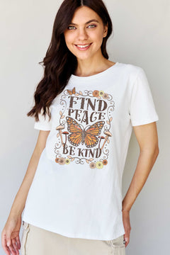 Simply Love Full Size FIND PEACE BE KIND Graphic Cotton T-Shirt