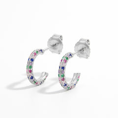 925 Sterling Silver Contrast Zircon Earrings