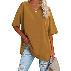 Women's Loose Short-sleeved V-neck shirt