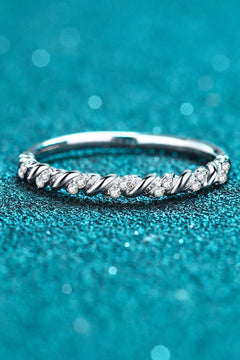 Moissanite Rhodium-Plated Half-Eternity Ring