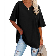 Women's Loose Short-sleeved V-neck shirt