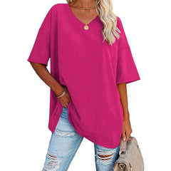 Women's Loose Short-sleeved V-neck shirt