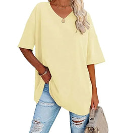 Women's Loose Short-sleeved V-neck shirt