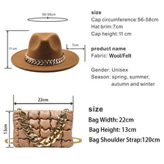 Women Fedora Hats with Gold Chain