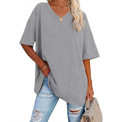 Women's Loose Short-sleeved V-neck shirt